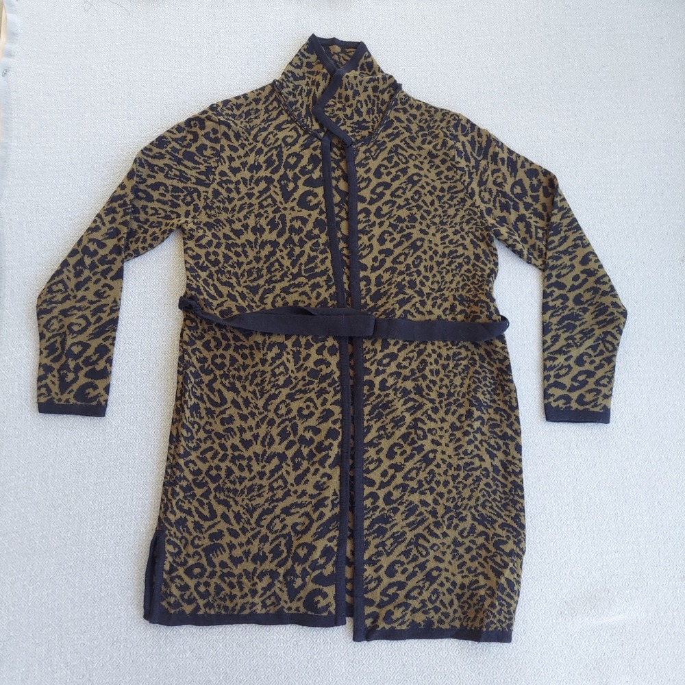 Lennie Nina Leonard Cardigan Womens Medium Leopard Print Belted AU180 Sweater‎